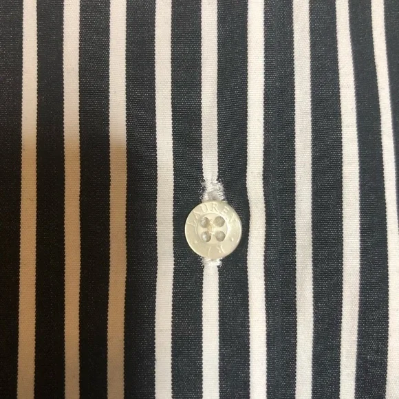 LAUREN RALPH LAUREN Striped Button-Down Shirt Black White 100% Cotton Size: 16 W - Picture 14 of 16